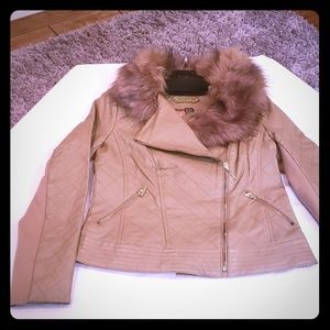 Authentic Leather Faux Fur Jacket by Iman